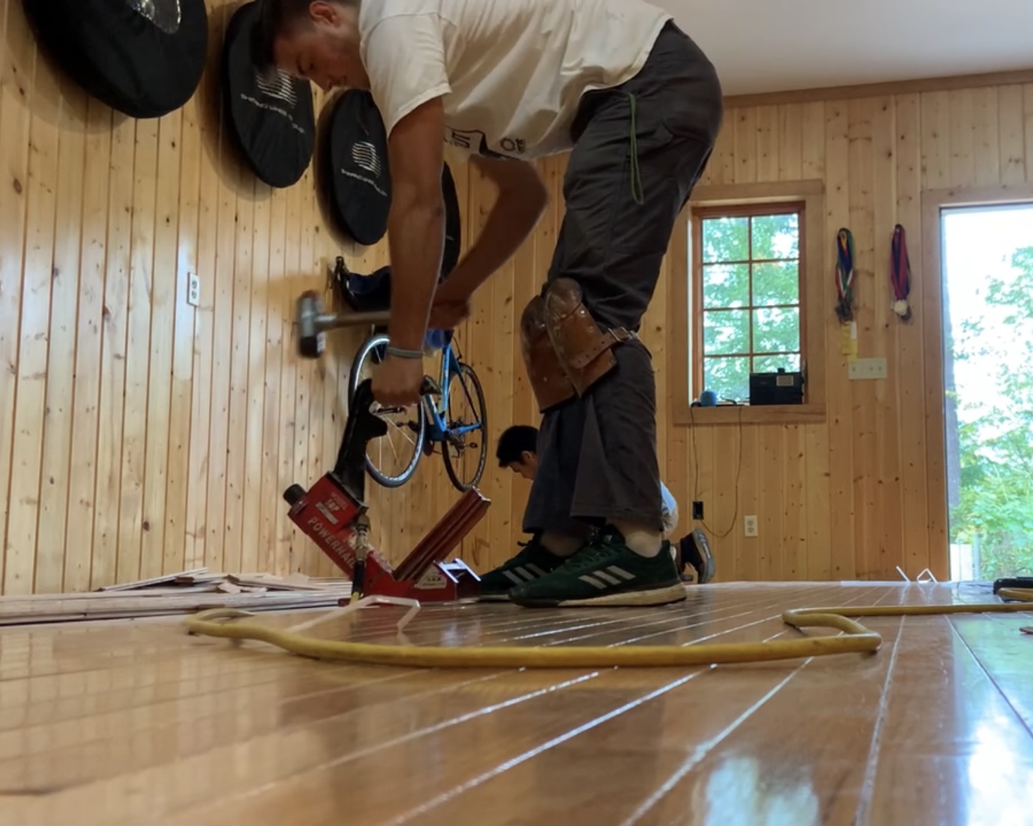 Hardwood floor installation work